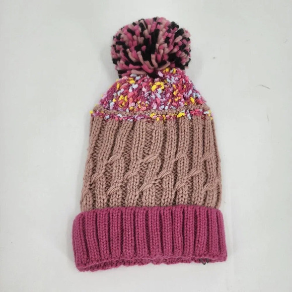 Vince‎ Camuto Popcorn Stripe Pom Beanie in Pink Size OS NWT - Picture 1 of 9